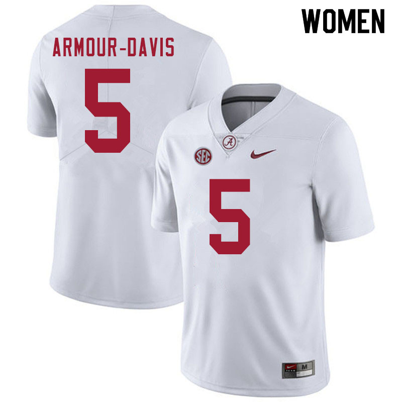 Women #5 Jalyn Armour-Davis Alabama White Tide College Football Jerseys Sale-White